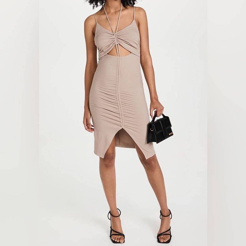 NWT BB DAKOTA STEVE MADDEN cinched-rib, midi dress in natural color. Size XS